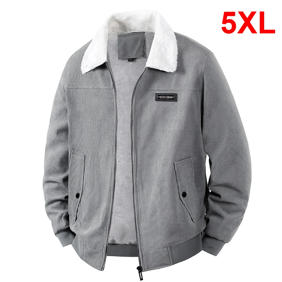 

Autumn Winter Corduroy Jacket Men Fashion Casual Winter Fleece Jacket Coat Male Big Size 5XL