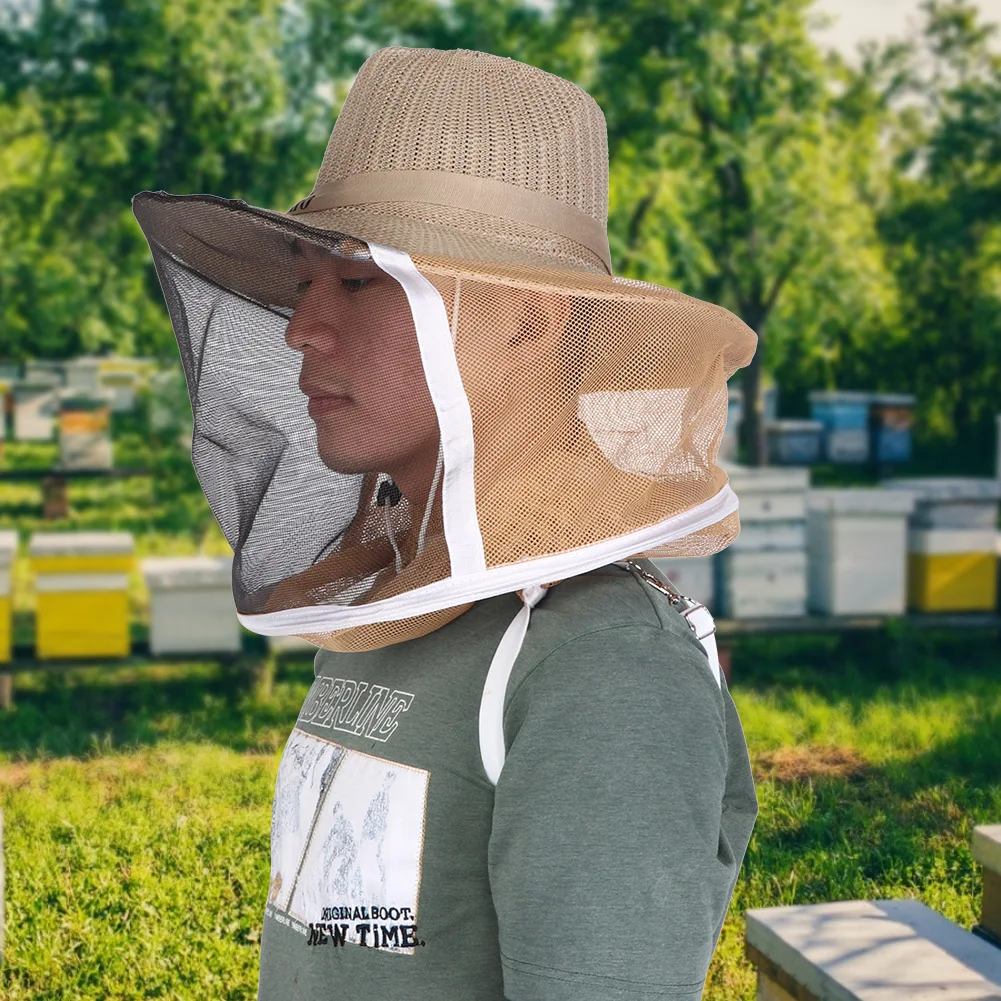 Beekeeper Cowboy Hat Beekeeping Veil Outdoor Beekeeper Cowboy Hat Breathable Fireproof Beekeeping Veil  Face Head Protector