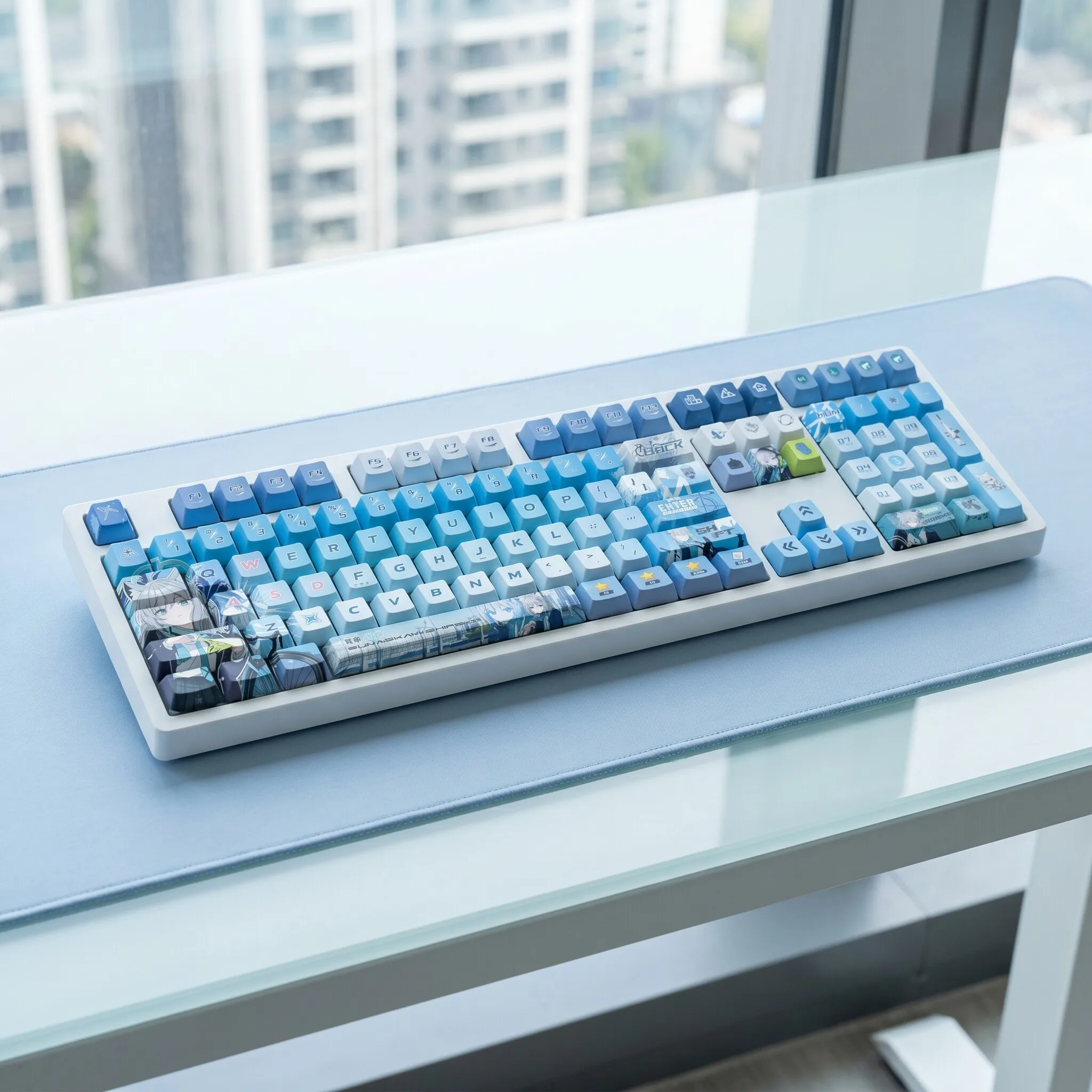 123 Keys Blue Archive Keycap Cute Shiroko Terror Keycaps すなおおかみ Anime PBT Cherry Profile for ANSI Aula Made68 Mad68 Wooting60