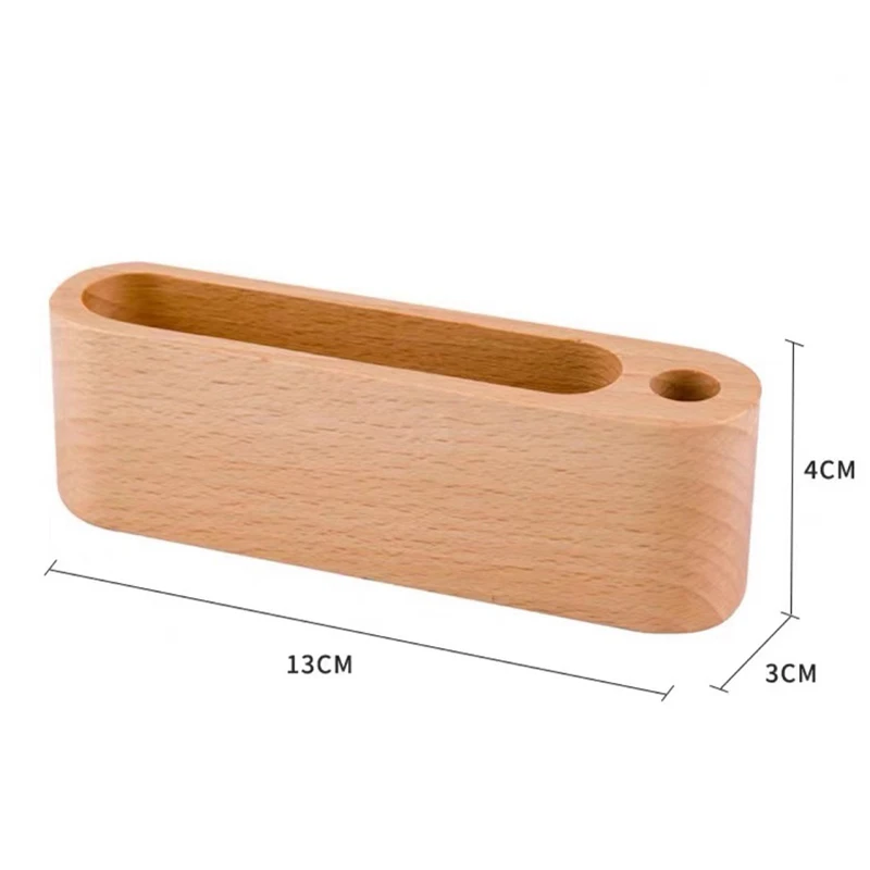 5Pcs/Pack Wooden Business Card Holder with Pen Slot Memo Holder Storage Box Card Display Stand for Desk Office Supplies