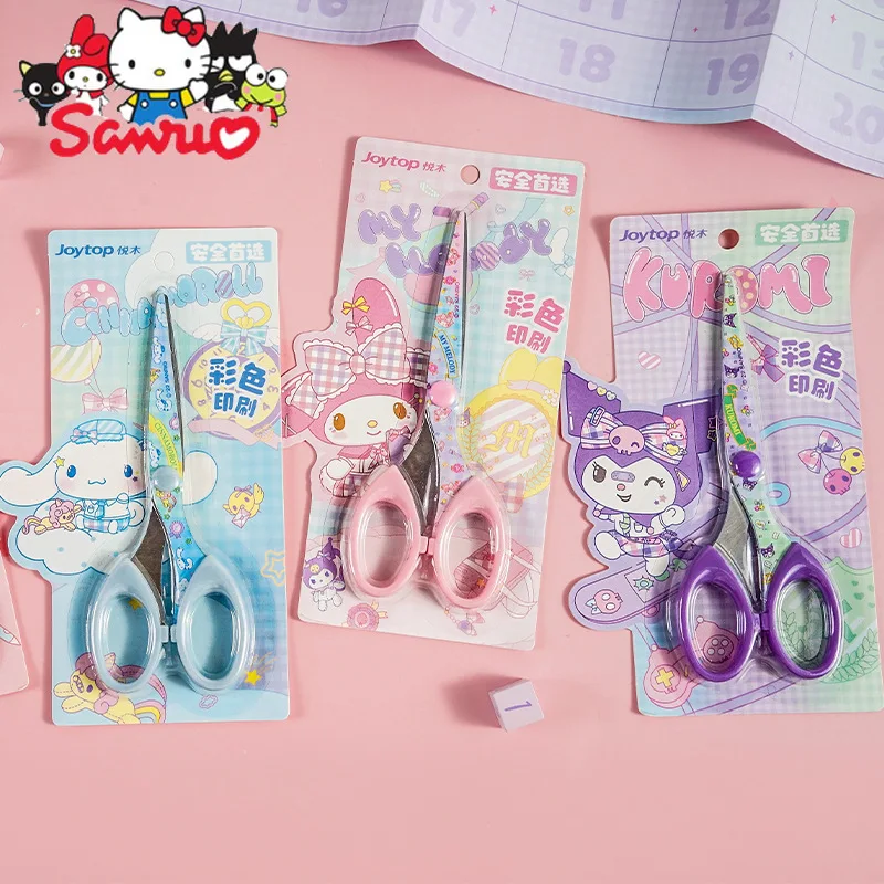 

MINISO 12Pcs Melody Kuromi Hello Kitty Cinnamoroll Pochacco Joytop JK Academy Printed Scissors Cartoon Student Creative Scissors