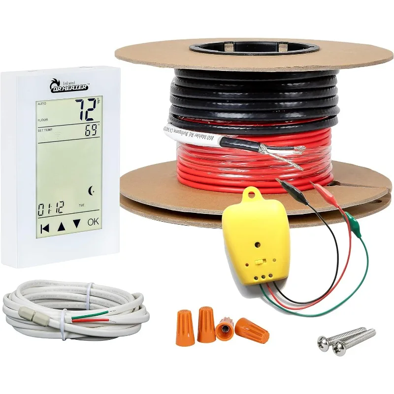 Electric Radiant Floor Heating Cable Kit with WIFI Thermostat and Installation Monitor, App control (240 SQFT / 240 VOLT)