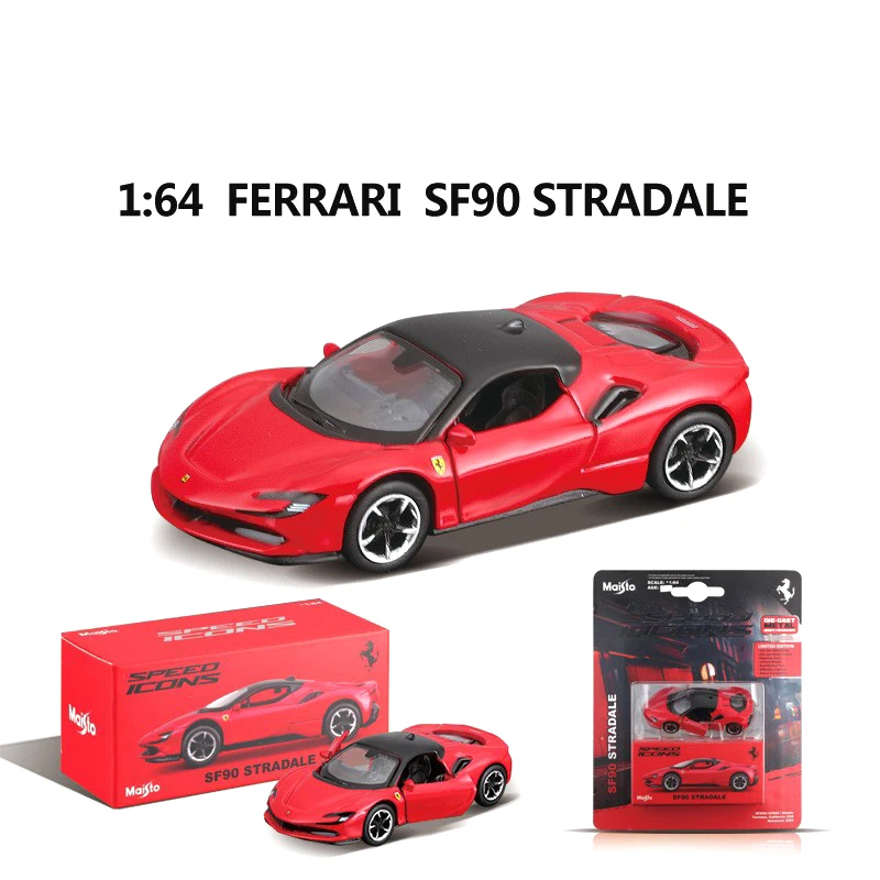 Bburago 1:64 SP1 فيراري 812 SF90 المنافسة سبائك صفراء مصغرة فيراري داتاون Sp3 الرياضة دييكاست نموذج ألعاب مخصصة
