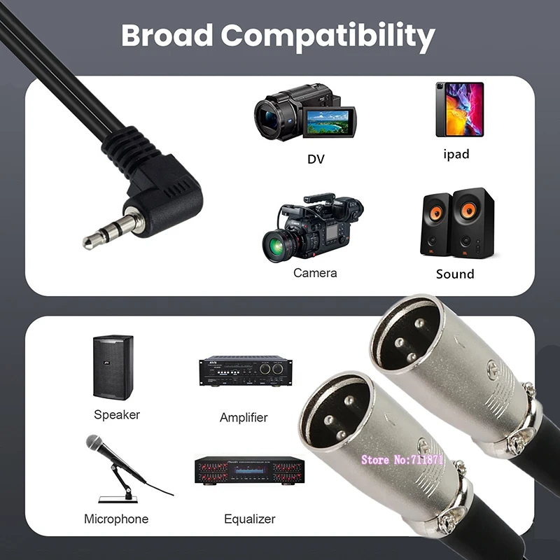 90도 직각 벤드 스테레오 TRS 3.5mm 남성 - 더블 XLR 남성 어댑터 케이블 라인 TRS 3.5mm XLR 캐논 어댑터 라인 커넥터