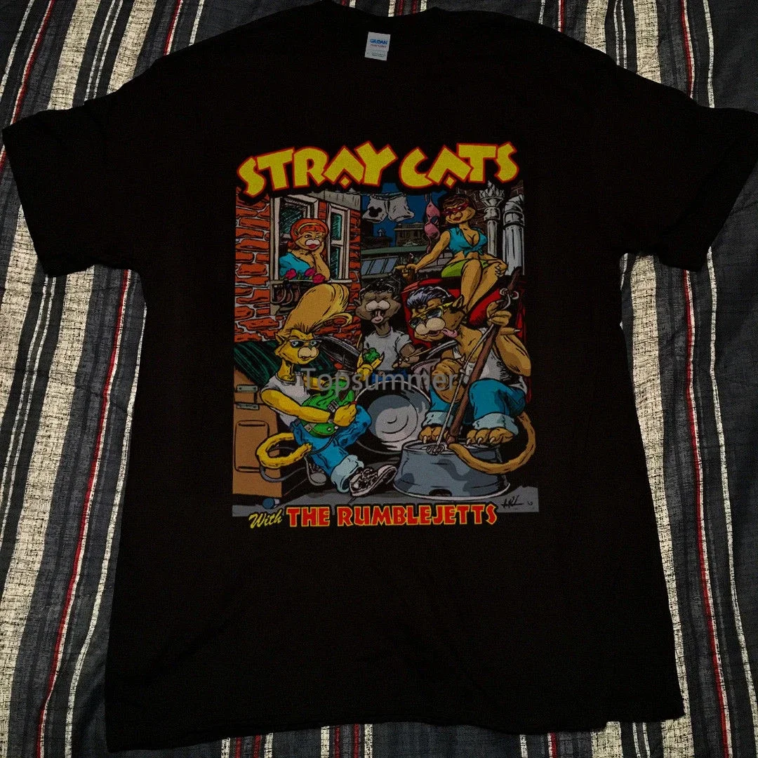 Vintage T Shirt Stray Cats With The Rumblejetts Broadway Uptown Theater Reprint