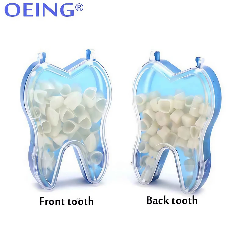 50Pcs/Box Dental Temporary Crown Kit Resin Front Molar Crowns Teeth Porcelain Anterior Posterior Veneers Dentist Tooth Whitening