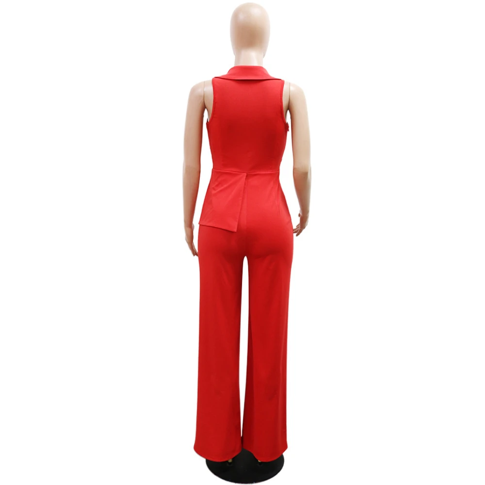 2024 Turn Down Collar Metal Chain Skinny Sexy Jumpsuit Fake Two Piece Solid One Piece Pant Lady Going Out Jumpsuit Women Rompers