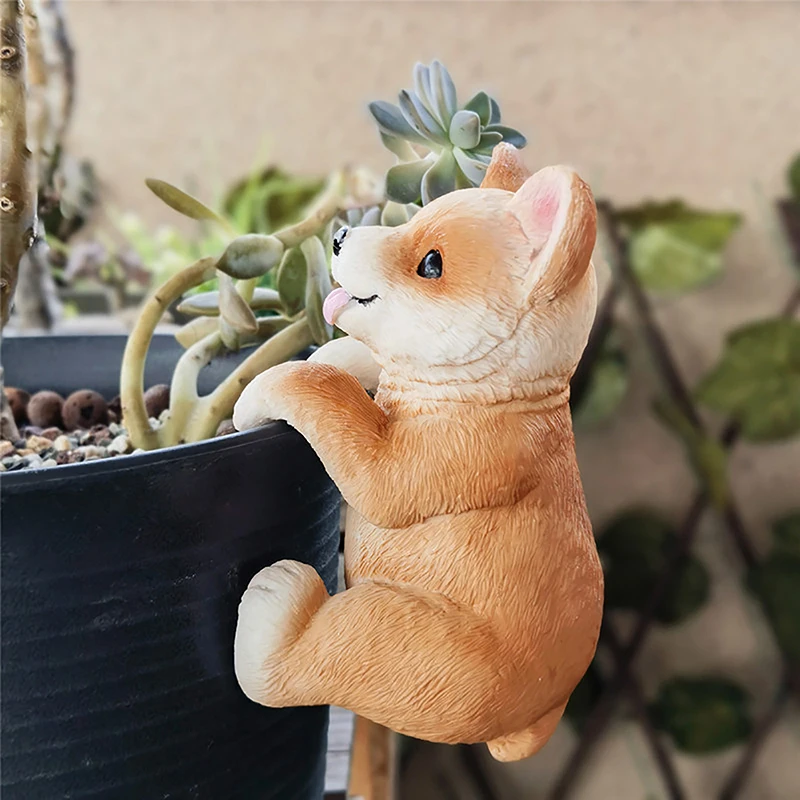 Gardening Bonsai Resin Ornaments Decor, Cartoon Animal Fish Tank Landscaping，Cat Hanging Basin Climbing Tank Flowerpot Decor