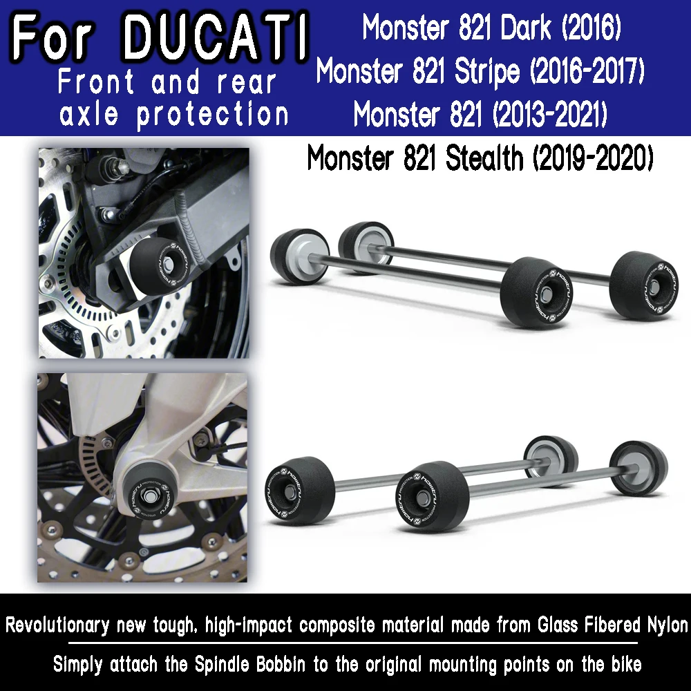 

Front and rear axle anti fall protection For Ducati Monster 821 / Dark / Stripe / Stealth / 2013-2015 2016 2017 2018 2019 2020