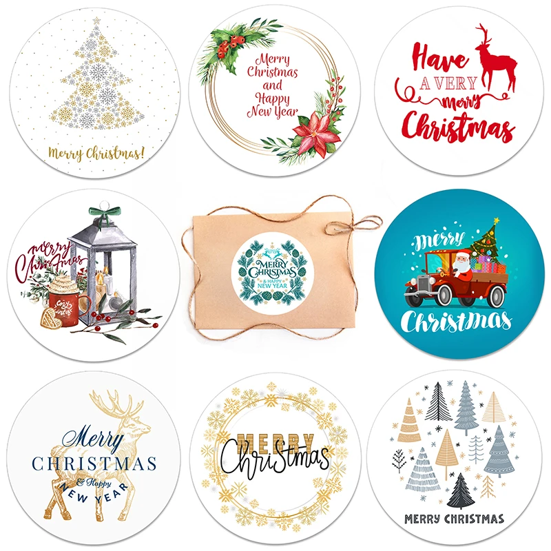 3.5/4.5cm Christmas Gift Sealing Stickers Labels Sealing self-adhesive Stickers New Year Xmas Merry Christmas Party Decor Labels