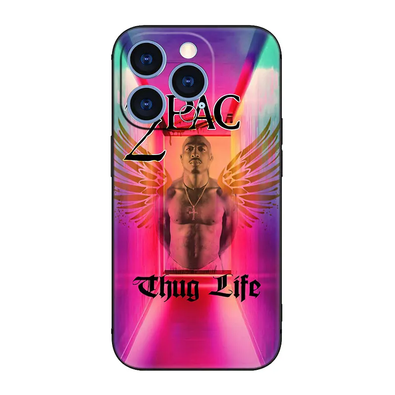 Rapper 2pac Singer Tupac Phone Case For Apple iPhone 14 13 12 Mini 11 Pro XR X XS MAX 6S 7 8 Plus 5S SE 2020 2022 Black Cover