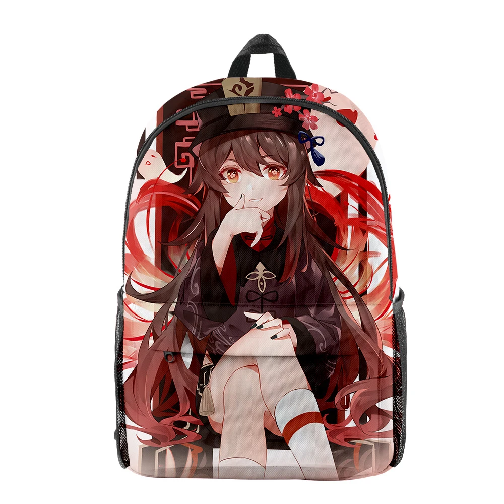 Harajuku Novelty Genshin Impact Hu Tao pupil Bookbag Notebook Backpacks 3D Print Oxford Waterproof Boys/Girls Travel Backpacks