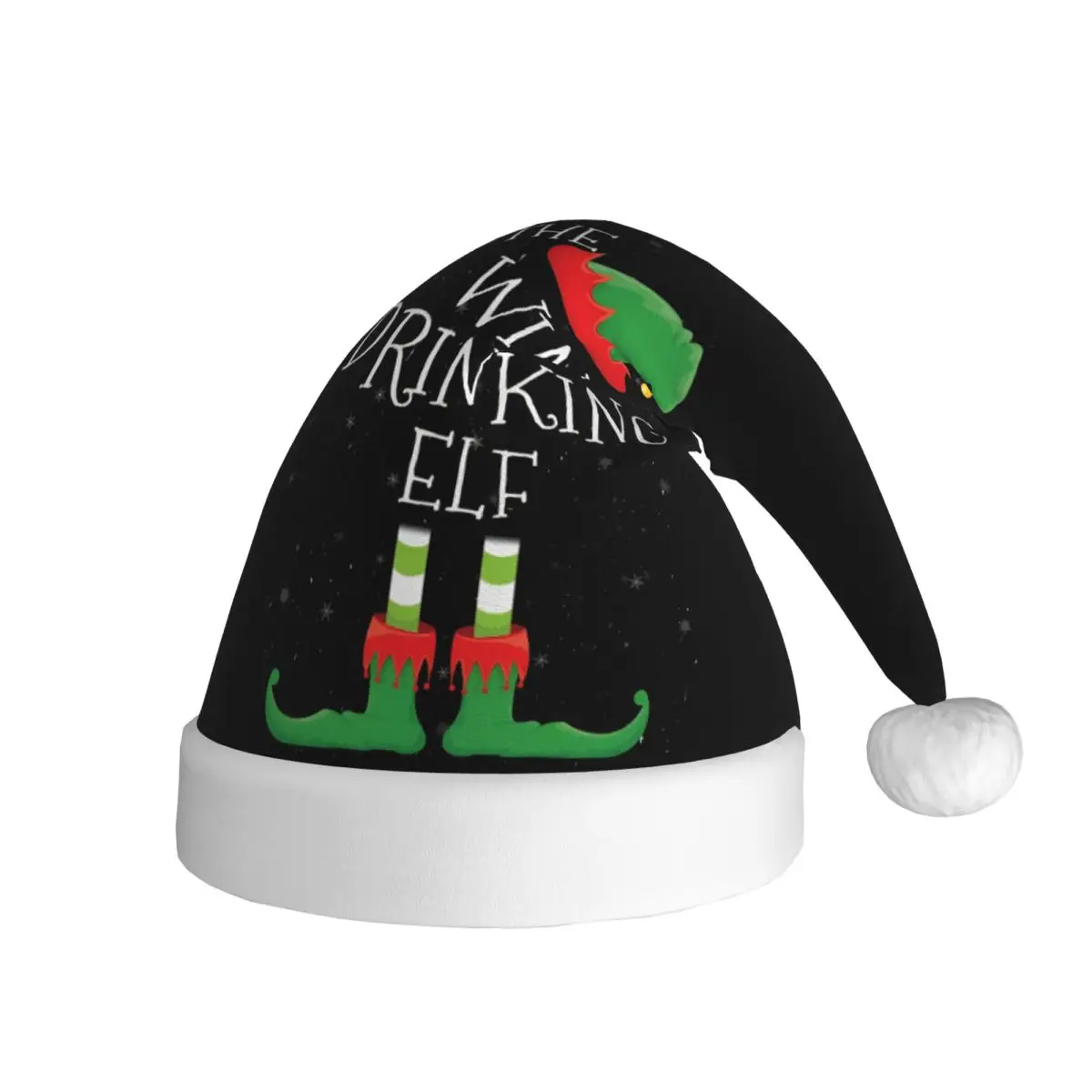 Wine Drinking Elf Family Matching Christmas Christmas Hat for Adult Men Women Santa Hat Cap Christmas Party Decoration Gift