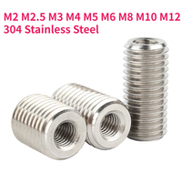 304 Stainless Steel Inside Outside Thread Adapter Screw Nuts Insert Sleeve Converter Nut M2 M2.5 M3 M4 M5 M6 M8 M10 M12