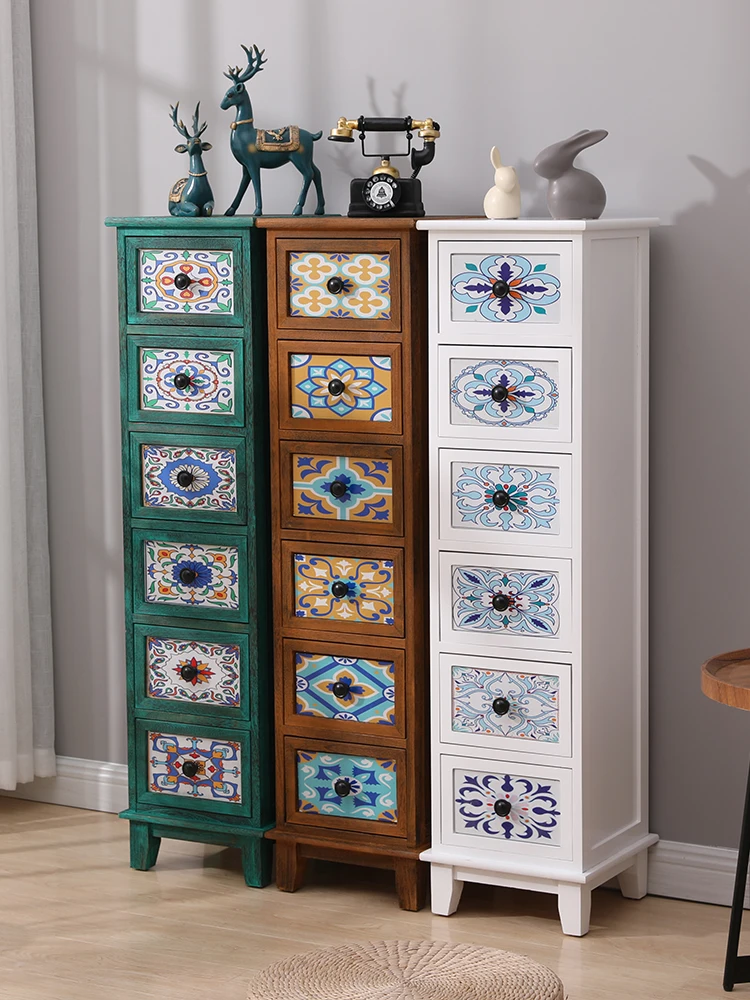 

American Sle Wooden Storage Cabinet 30cm Living Room mat Small Bedroom Closet Vintage elf Handmade Assembly