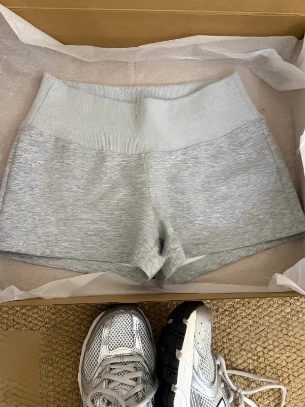 

American Retro High Waist A-Line Shorts Grey Slimming Base Layer Hot Pants Comfortable Breathable Casual Pants for Women