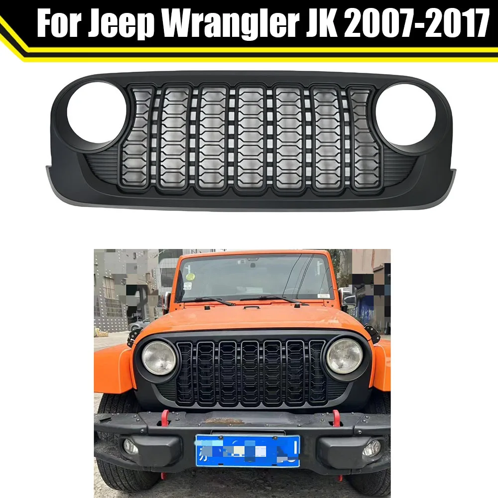 

Car Guard Grid Matte Black Mesh Grills Car Front Grille For Jeep Wrangler JK 2007-2017 Auto Offroad Exterior Accessories