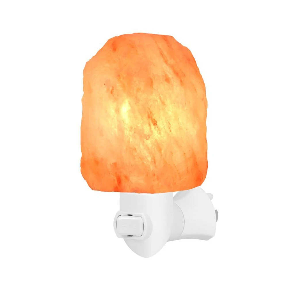 Himalayan Warm White Salt Lamp Night Light Natural Crystal Hand Carved Air Purifying with Plug Release Negative Ions Bedroom