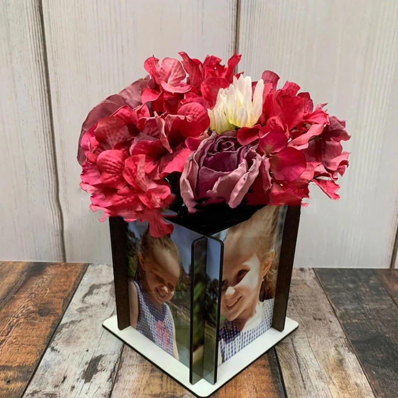 Free Shipping 127*127*3mm 10pcs/Lot MDF Sublimation Blanks Flower Vases For Custom Home Decoration Gifts