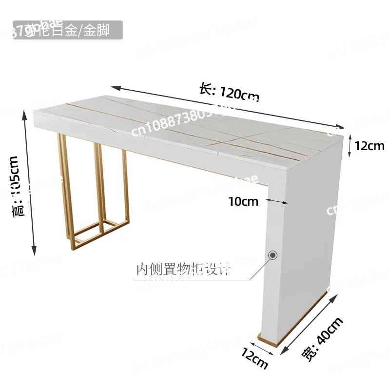 Marble Stone Plate Bar Counter Open Kitchen Middle Island Table Dining Table Integrated High Leg Table and Chair