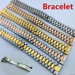 Stainless Steel Watchbands Bracelet 20mm for Datejust Presidential Bracelet Women Men Silver Solid Metal Watch Strap Accessories