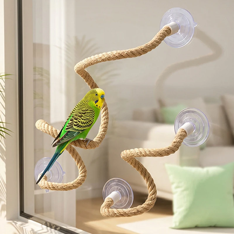 1 Stück Leinenseil DIY Biegbarer Sitzstab für Vögel Rutschfester Komfortgriff Saugnapf Vogel-Kletterseil Stabil Langlebig – Detail 4