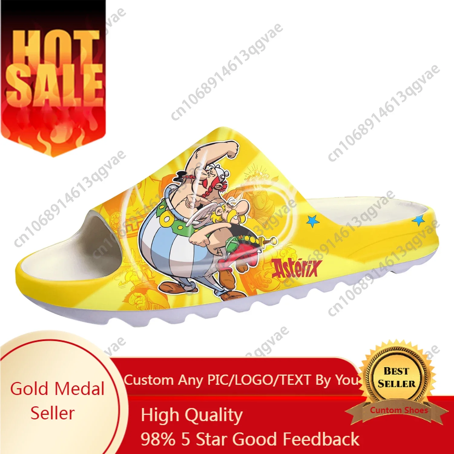 Asterix Adventure Obelix Soft Sole Sllipers Mens Womens Teenager Home Clogs Anime Step In Water Shoes On Shit Customize Sandals