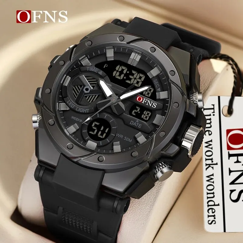 OFNS Top Brand Luxury G-style Watch Men Sport Alarm Clock Stopwatch Waterproof Dual Display Digital Quartz Men\'s Wristwatch