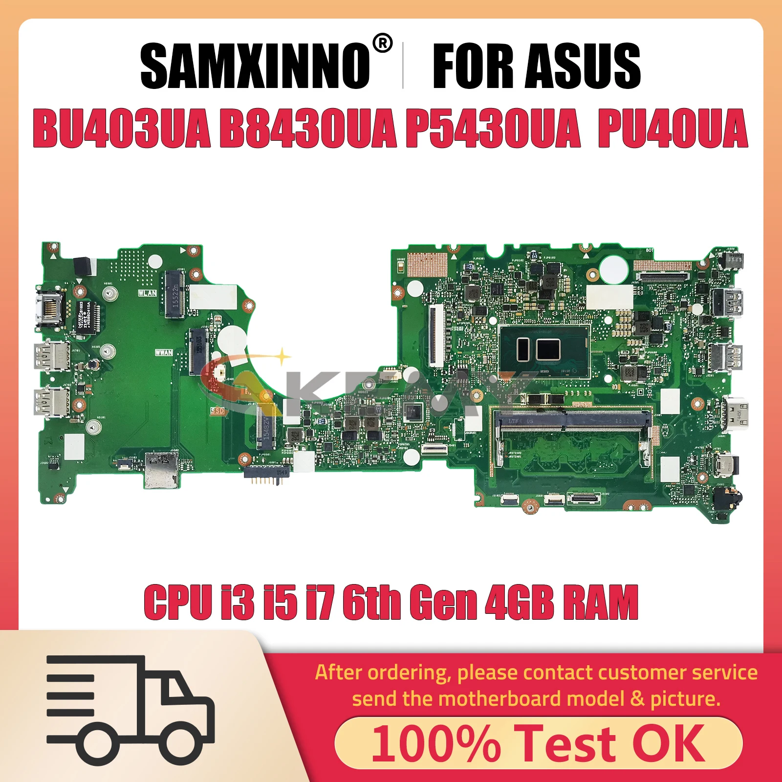 

BU403UA Материнская плата для ноутбука ASUS PRO B8430UA PU40UA P5430UA BU403U PU403UA Материнская плата для ноутбука Процессор i3 i5 i7 6-го поколения 4 ГБ ОЗУ