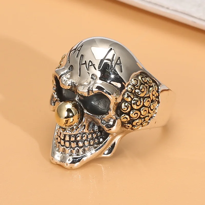 Clown ring men's personality single ring hipster domineering s925 sterling silver adjustable Thai silver skull ring female