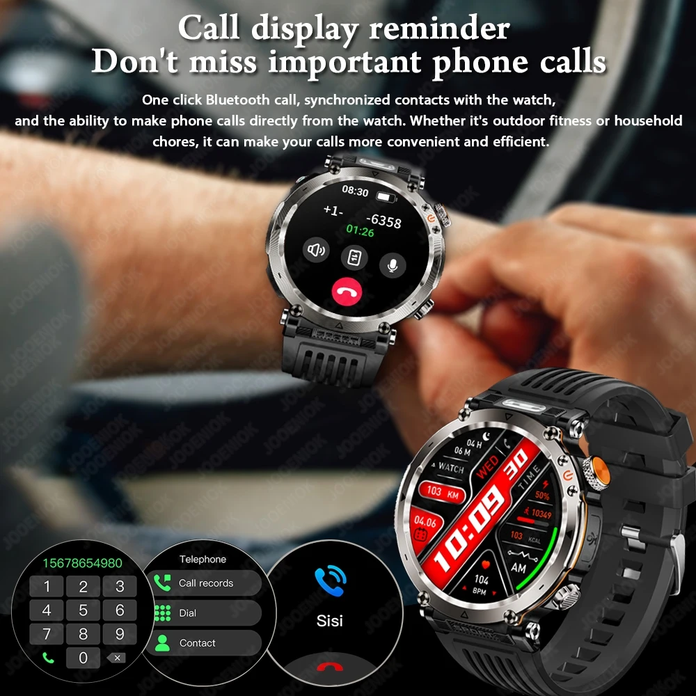 Military Outdoor Sports Smart Watch Men\'s New 1.7 inch 3ATM & IP68 Waterproof Fitness Watches 600 mAh Battery Calling Smartwatch