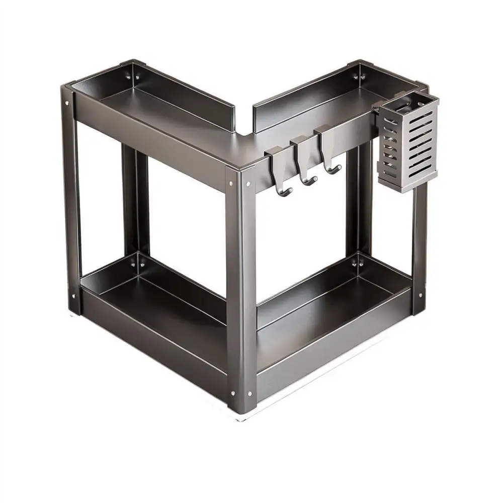 Kitchen Corner Storage Organizer Carbon Steel Spice Shelf Countertop Rack Multi Layer Holder Accessory
