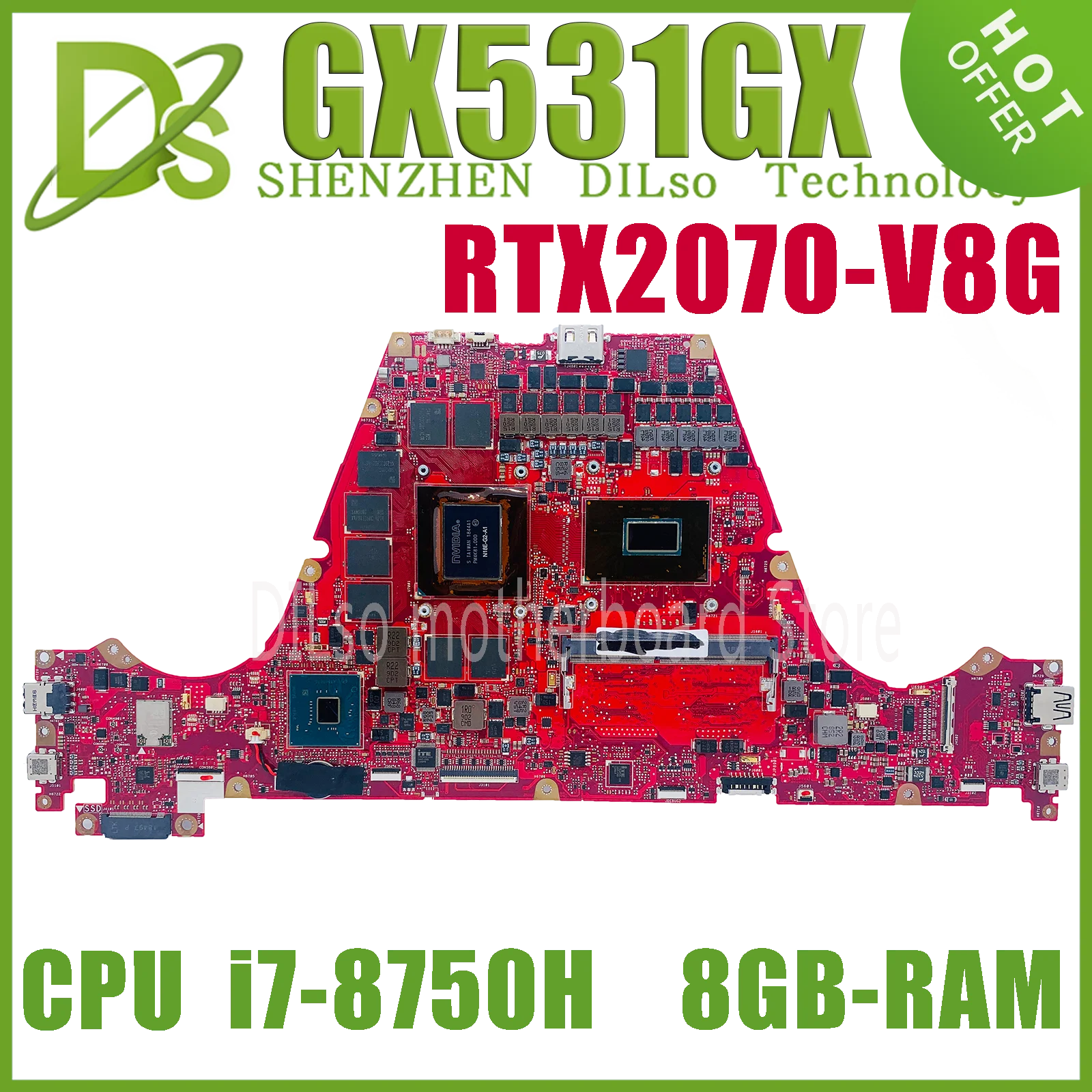 KEFU GX531GX Laptop Motherboard For ASUS GX531GS GX531GW GX531GWR GX531GXR Mainboard  8G-RAM I7-8750H I7-9750H RTX2070/RTX2080