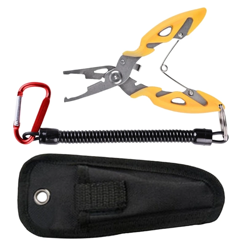 Fishing Pliers with Coiled Lanyard Rustproof Line Hook Remover R66E