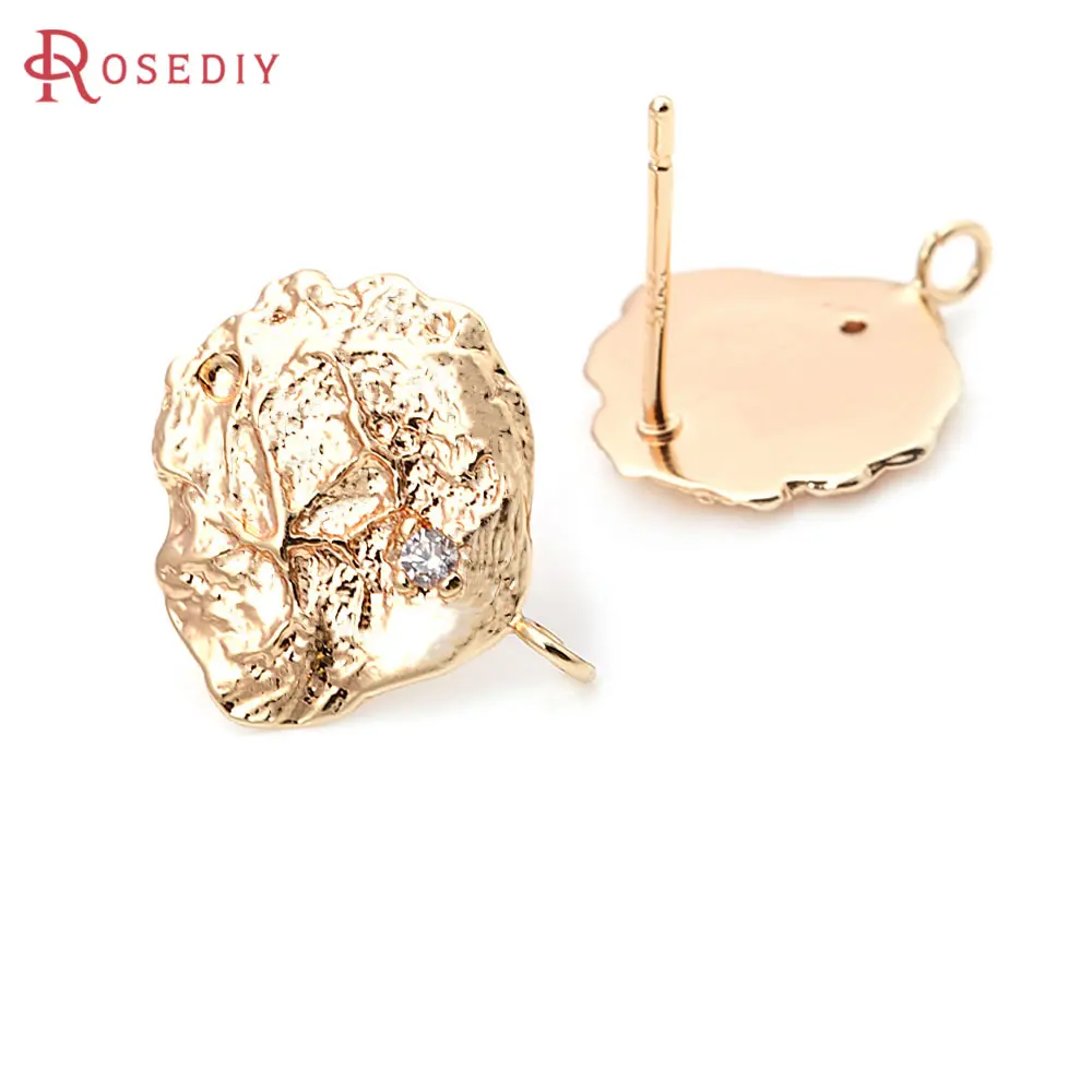 

6PCS 18K Gold Color Brass and Zircon Irregular Stud Earrings Pins Earrings High Quality Diy Jewelry Making Supplies for Women