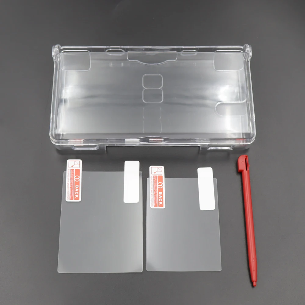 1Set kristallklare Hartschalenhülle + Displayschutzfolie für Ober-/Unterseite + Stylus-Stift, komplettes Set für NDSL-Spielekonsole – Detail 6