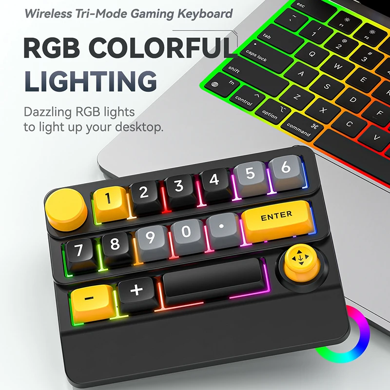 Teclado mecánico para jugar con cable/2,4G, inalámbrico, Bluetooth, luz RGB, Mini teclado intercambiable en caliente programable personalizado, 15 teclas