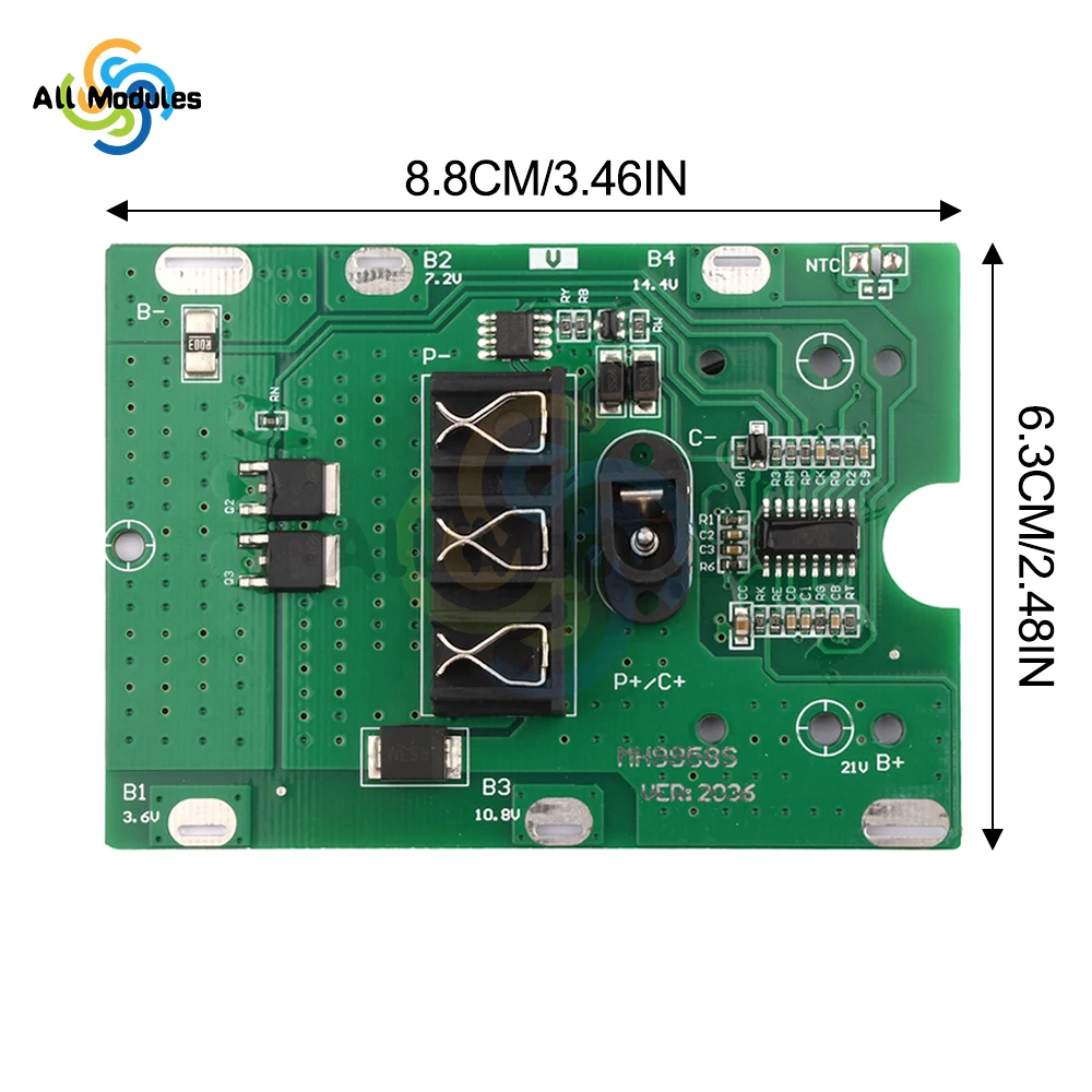 5S 21V 20A Battery Charging Protection Board Lithium Battery Protection Circuit Board BMS Module for Tools Drill Motor