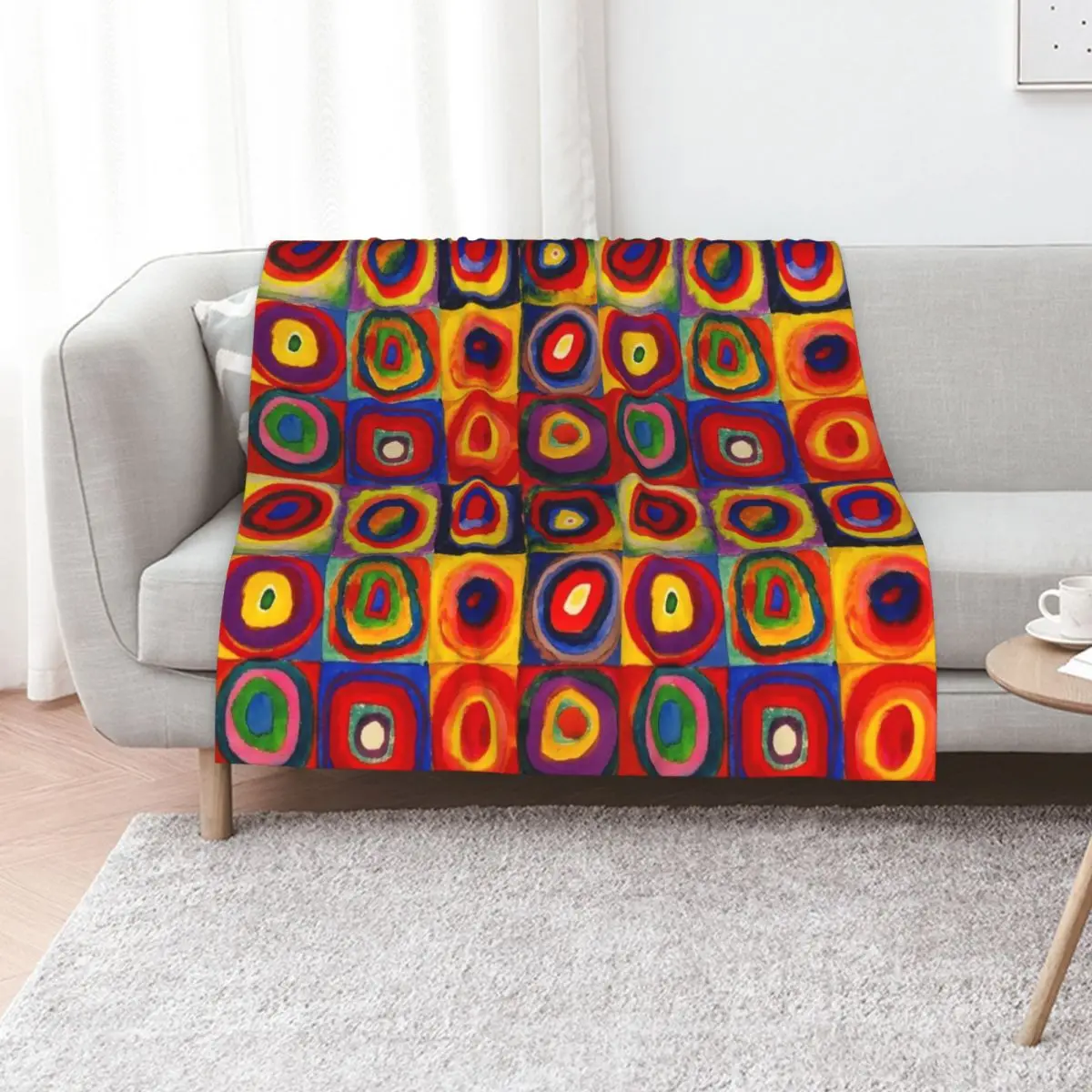 Kandinsky Color Study Squares With Concentric Circles Throw Blanket Designers Weighted Decoratives Stuffeds Blankets