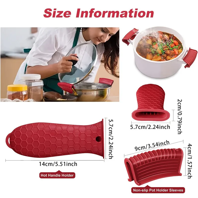 Silicone Anti-Scald Pot Handle Cover Non-Slip Pot Ear Clip Sleeves For Frying Cast Iron Skillet Pot Ear Sleeve Kitchen Tool