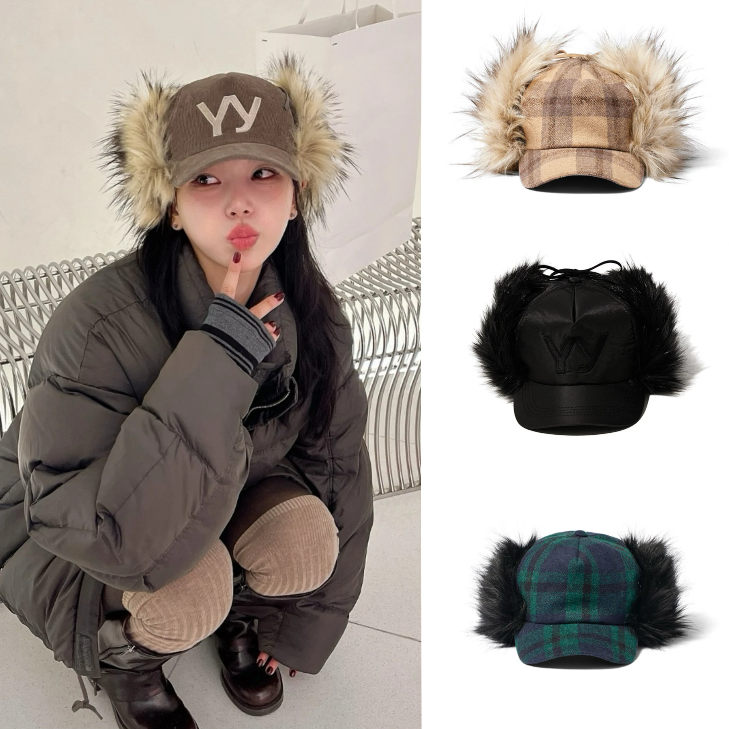 

Теплая пушистая шапка с вышивкой букв для защиты ушей, бейсболка, повседневная бейсболка с круглым верхом, осенне-зимняя шапка ex