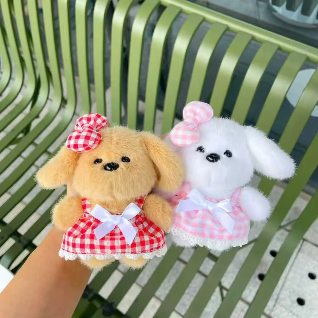 لطيف اللباس جرو أفخم دمية المفاتيح الهاتف الإبداعية زوجين أفضل صديق على ظهره سحر