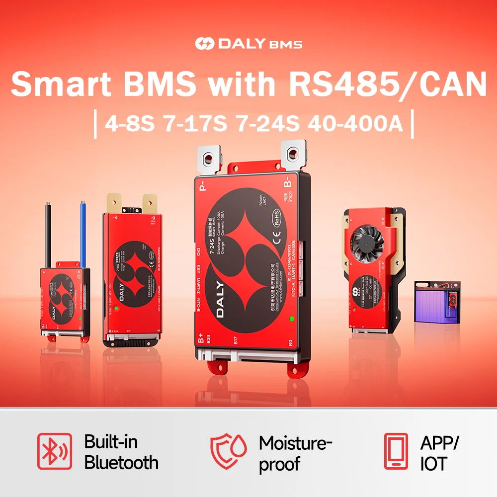 

Умная BMS Daly для LiFePO4 и Li-ion аккумуляторов 4S-6S-8S-10S-16S, 24В, 40А-400А, с RS485, CANBUS, Bluetooth
