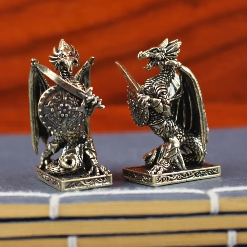 New Pure Brass Dragon Warrior Statue Desktop Ornament, European Mythology Griffin Ornament, Retro Home Feng Shui Decoration