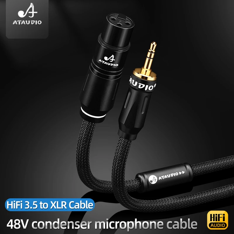 AUATDIO HiFi 3.5mm to XLR Cable 6N OFC 3.5mm Stereo Jack to XLR Male/Female Plug Audio Adapter for Microphone Speaker