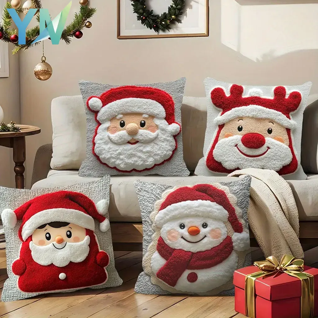 Weihnachts-Kissenbezug mit Digitaldruck, Schneemann und Rentier-Design, Sofakissen für Zuhause, Büro und Wohnzimmer, festliche Dekoration