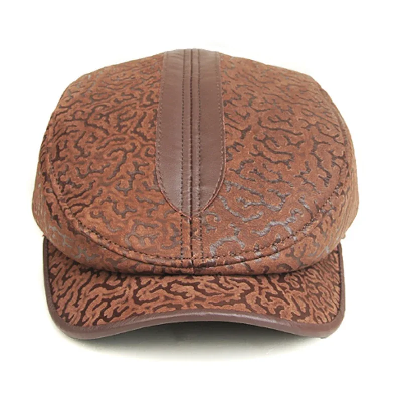 Winter Real Leather Hat Autumn Men's Sheepskin Leather Beret Elegant Fashion Dad Tongue Cap Snapback Caps For Men