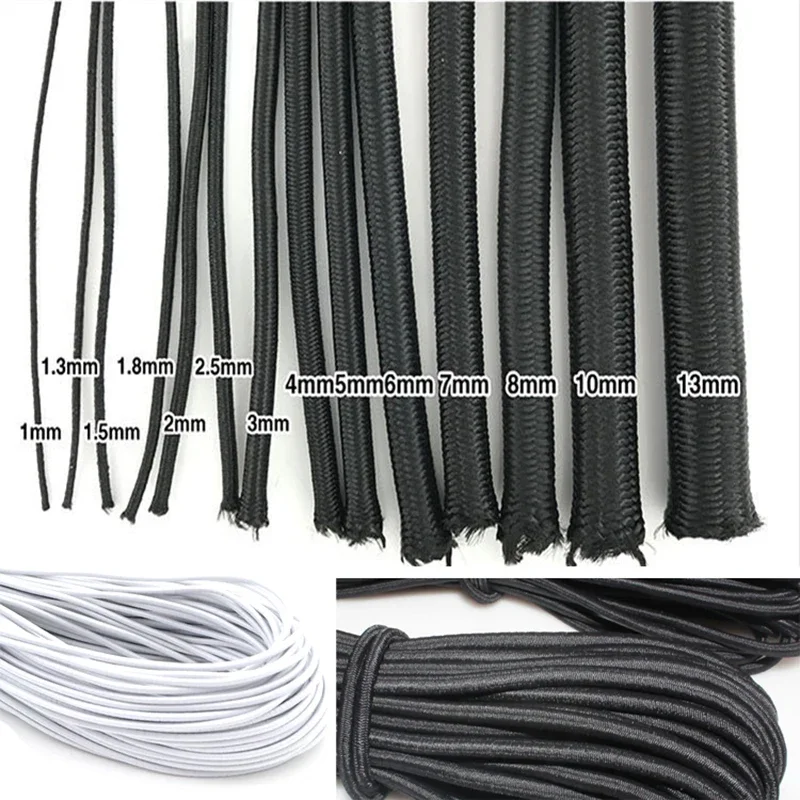 1/2/3/4/5/6MM blanco/negro fuerte cuerda elástica banda de goma costura suministros para manualidades de prendas banda elástica para accesorios de costura DIY