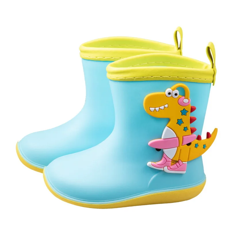 Botas De Lluvia Children Rubber Boots Cartoon Animals Kid PVC Waterproof Water Shoes Boy Girl Anti Slip Rain Boots Four Seasons