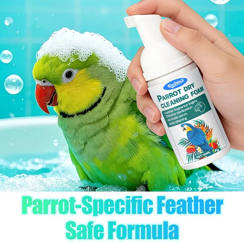 Parrot Trockenreinigungsschaum - Spülfreies, wasserloses Vogelbad-Shampoo, sanfte Reinigung für Federaufhellung & Geruchsbeseitigung, 30ml – Detail 8